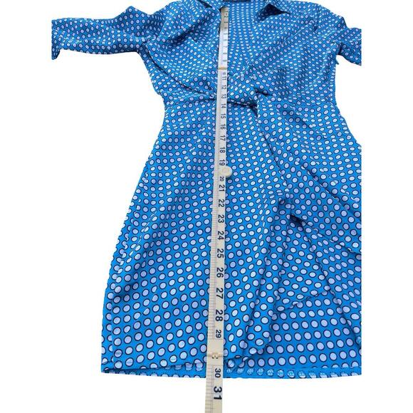 Missguided Polka Dot Twist Front Mini Dress Long Bell Sleeve Blue White - Size 0 - Picture 10 of 11